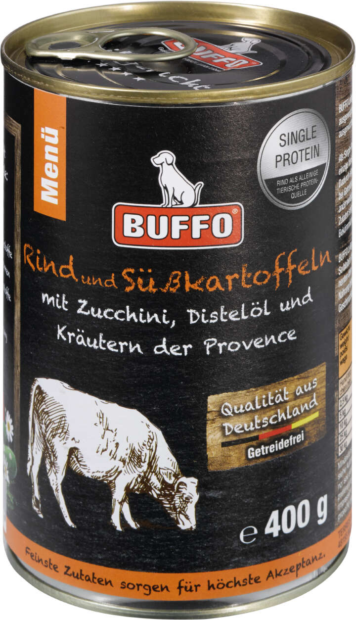 BUFFO Hunde-Nassfutter Leibgericht Rind mit Süßkartoffeln